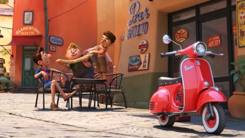 Luca e amici mangiano panino, Vespa
